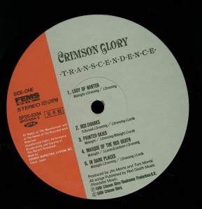 Crimson Glory Transcendence Japan Promo LP label side 1