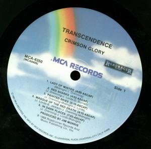 Crimson Glory Transcendence MCA Promo LP label side 1