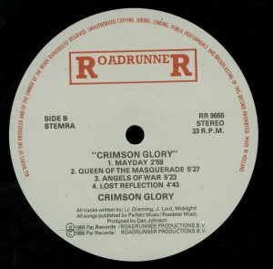 Crimson Glory Crimson Glory Holland LP label side 2