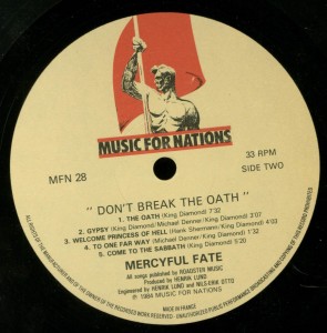 Don't Break The Oath Music For Nations France label side 2