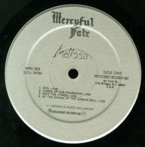 Mercyful Fate Melissa Megaforce First Press LP label side 1
