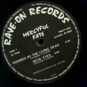 Mercyful Fate Mini LP Bootleg White Border Dark Blue Vinyl label side 1