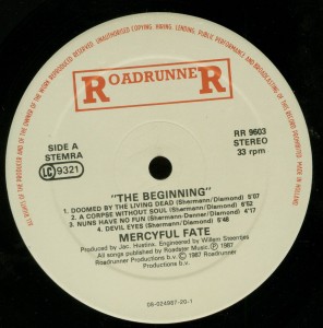 Mercyful Fate The Beginning Holland Second Press LP label side 1