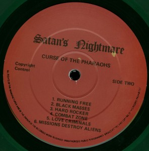 Mercyful Fate Curse Of The Pharoahs Green Vinyl LP label side b