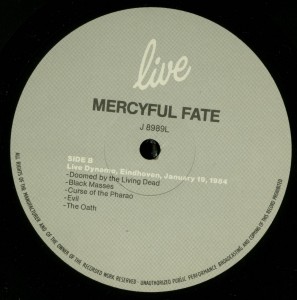 Mercyful Fate Live LP label side b